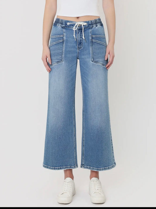 High Rise Drawstring Pants- Vervet by Flying Monkey