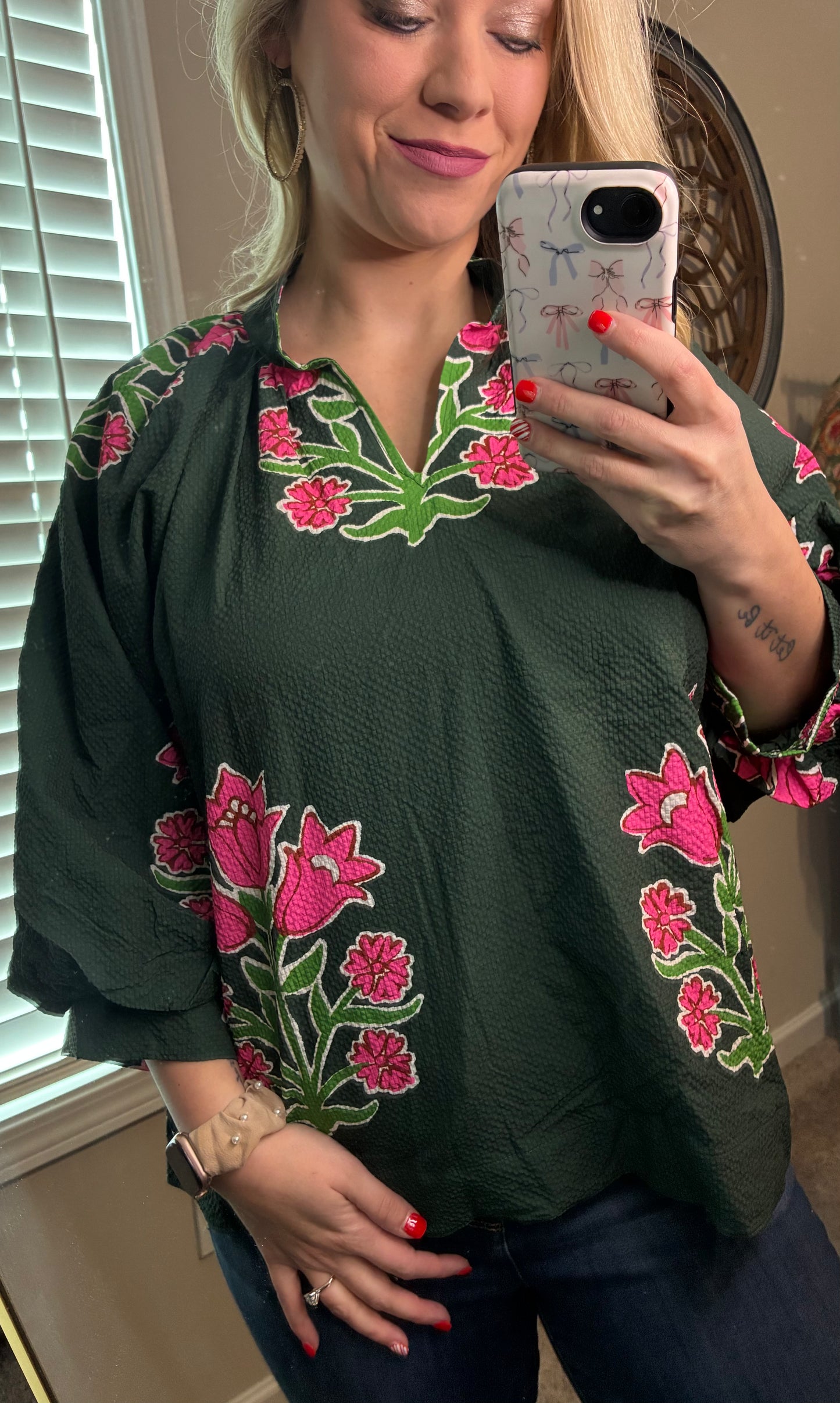 UMGEE Forest Green Printed Top