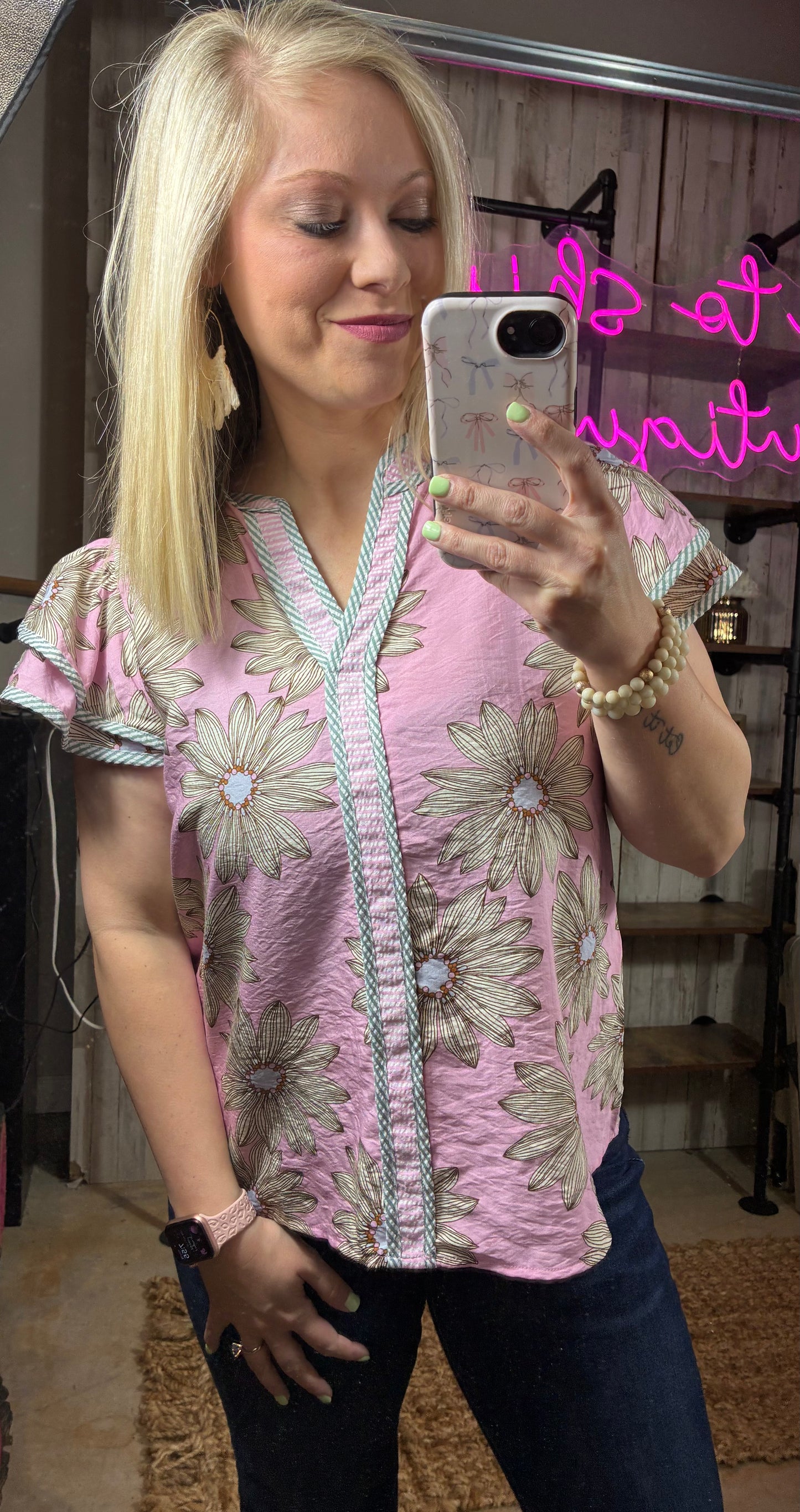 Pink Floral Blouse
