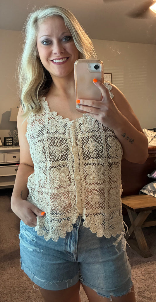 Bohemian Crotchet Tank Top