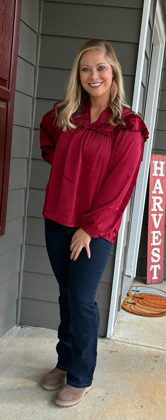 Ruffle Detail Satin Top