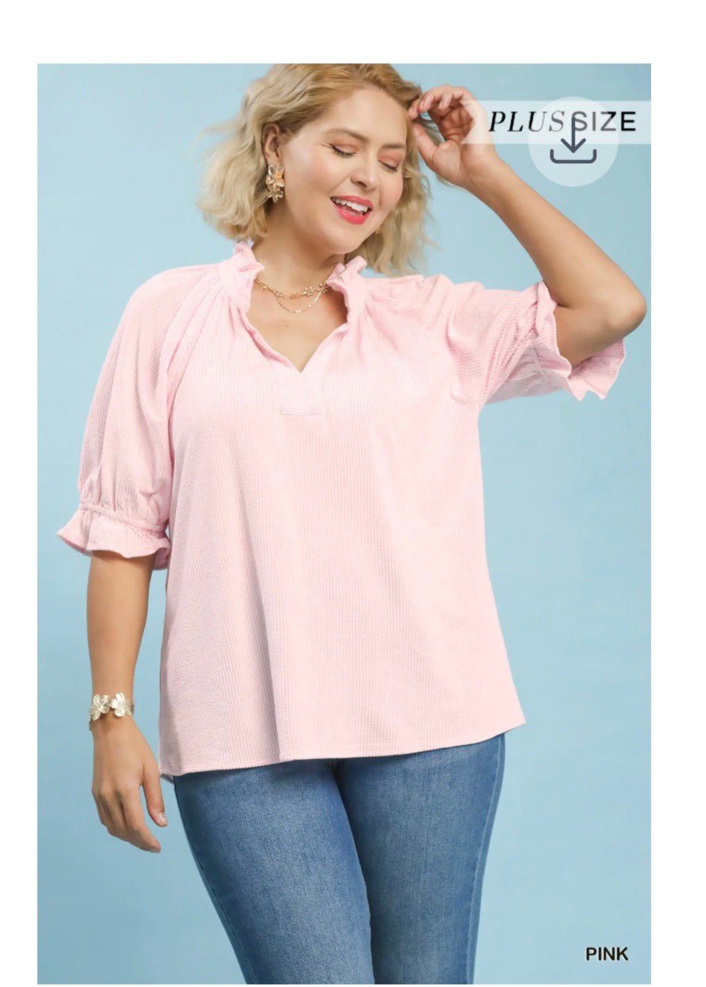 Pink Textured Top by Umgee