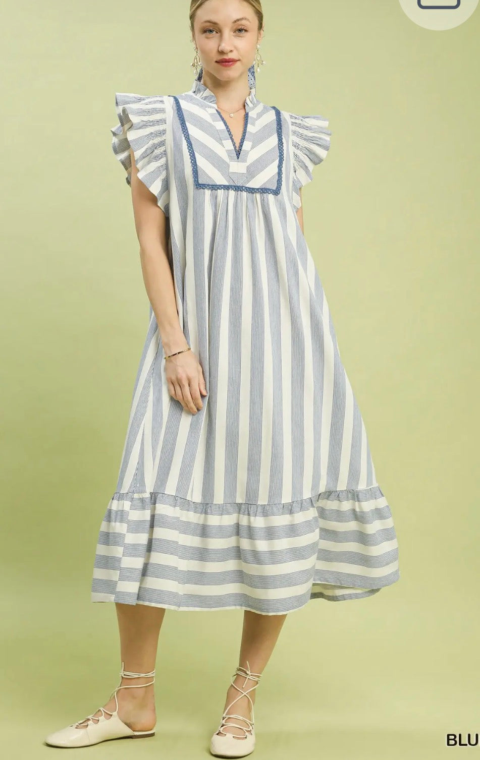 Blue Striped Tiered Maxi