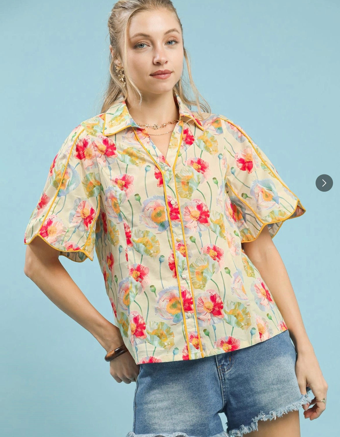 Cream Floral Button Down by Umgee