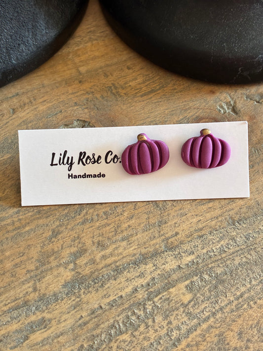 Dark Mauve Pumpkin Studs