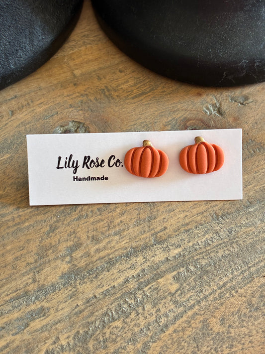 Orange Pumpkin Studs
