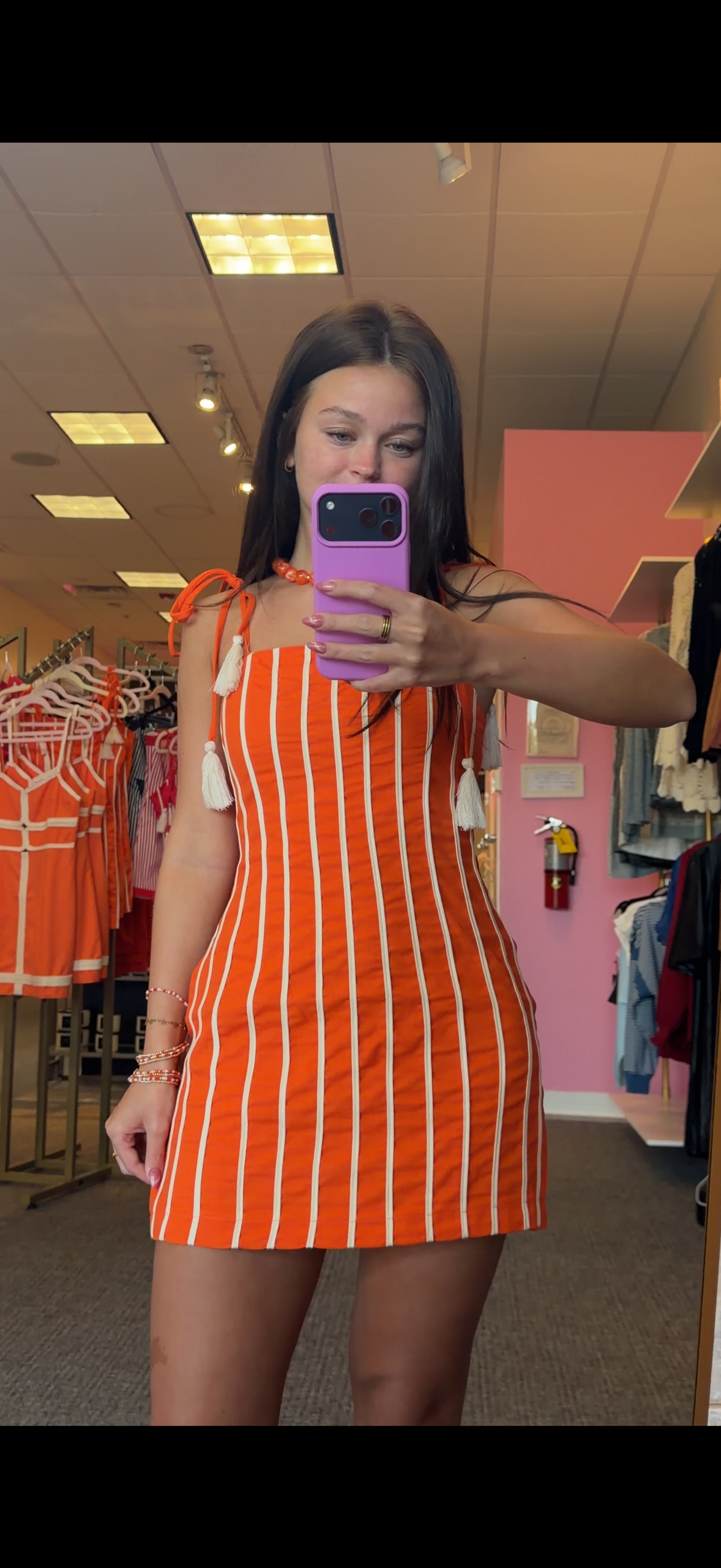 Orange Striped Mini Dress