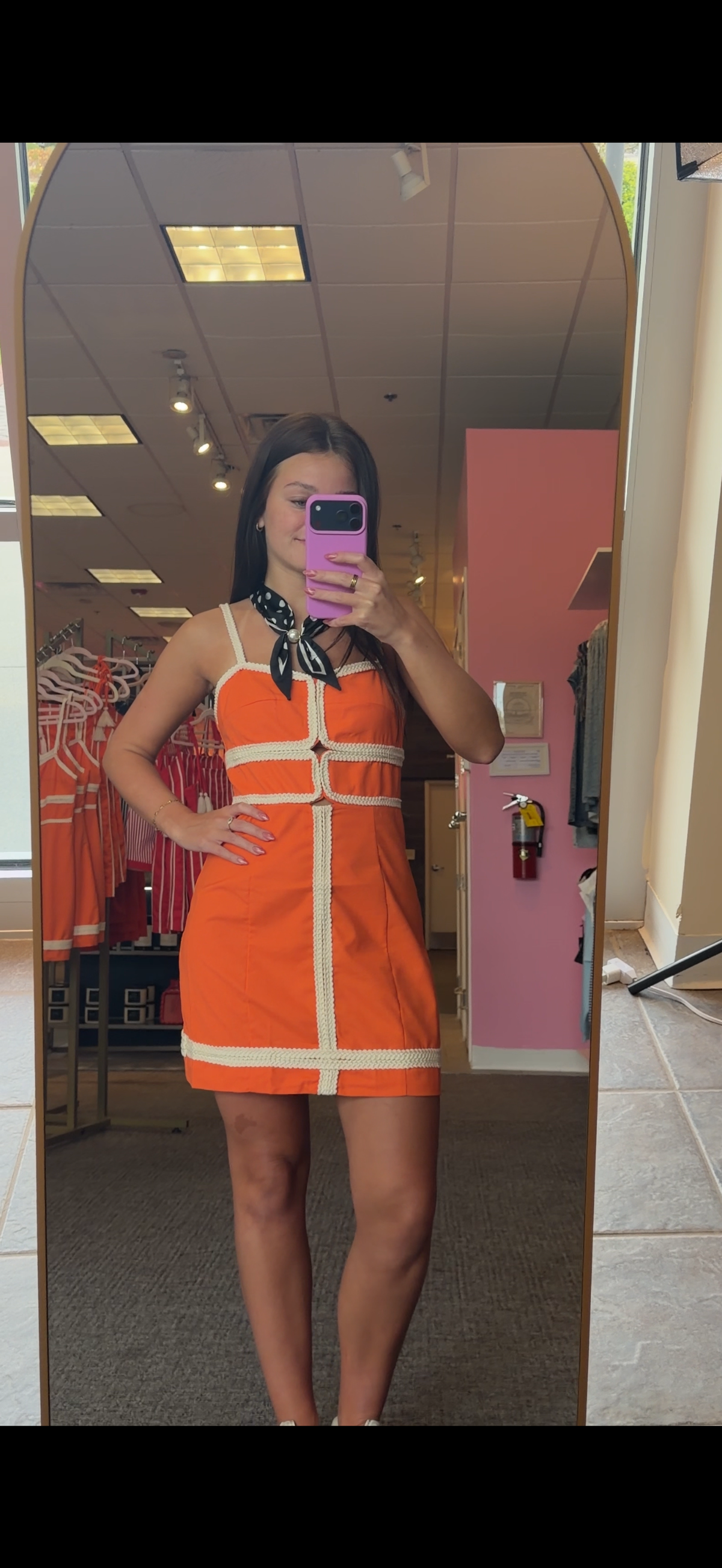 Orange and Cream Mini Dress
