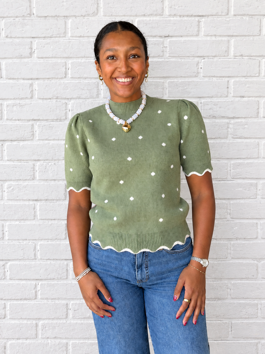 Olive Polka Dot Sweater