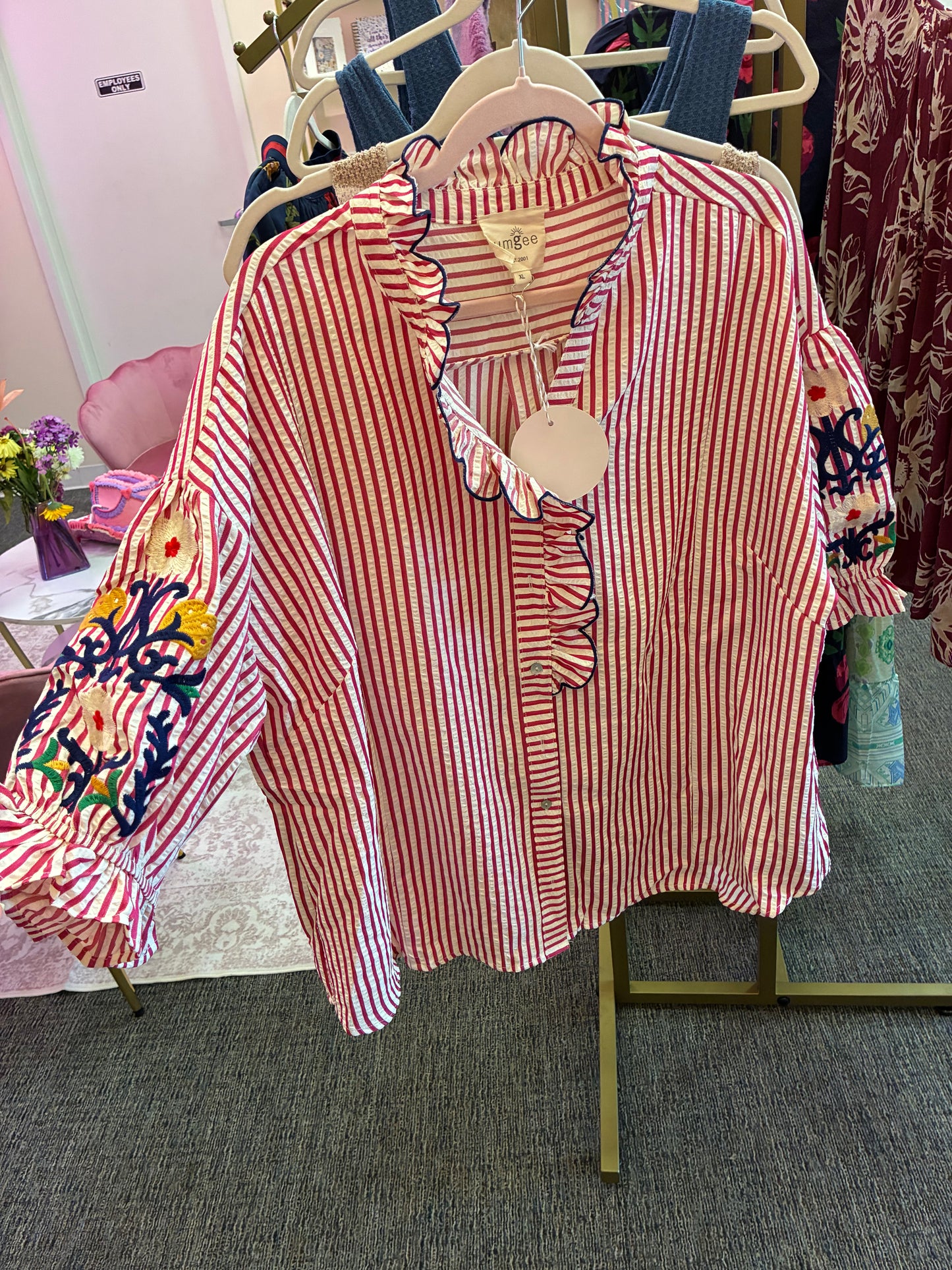 Raspberry Ruffle Blouse