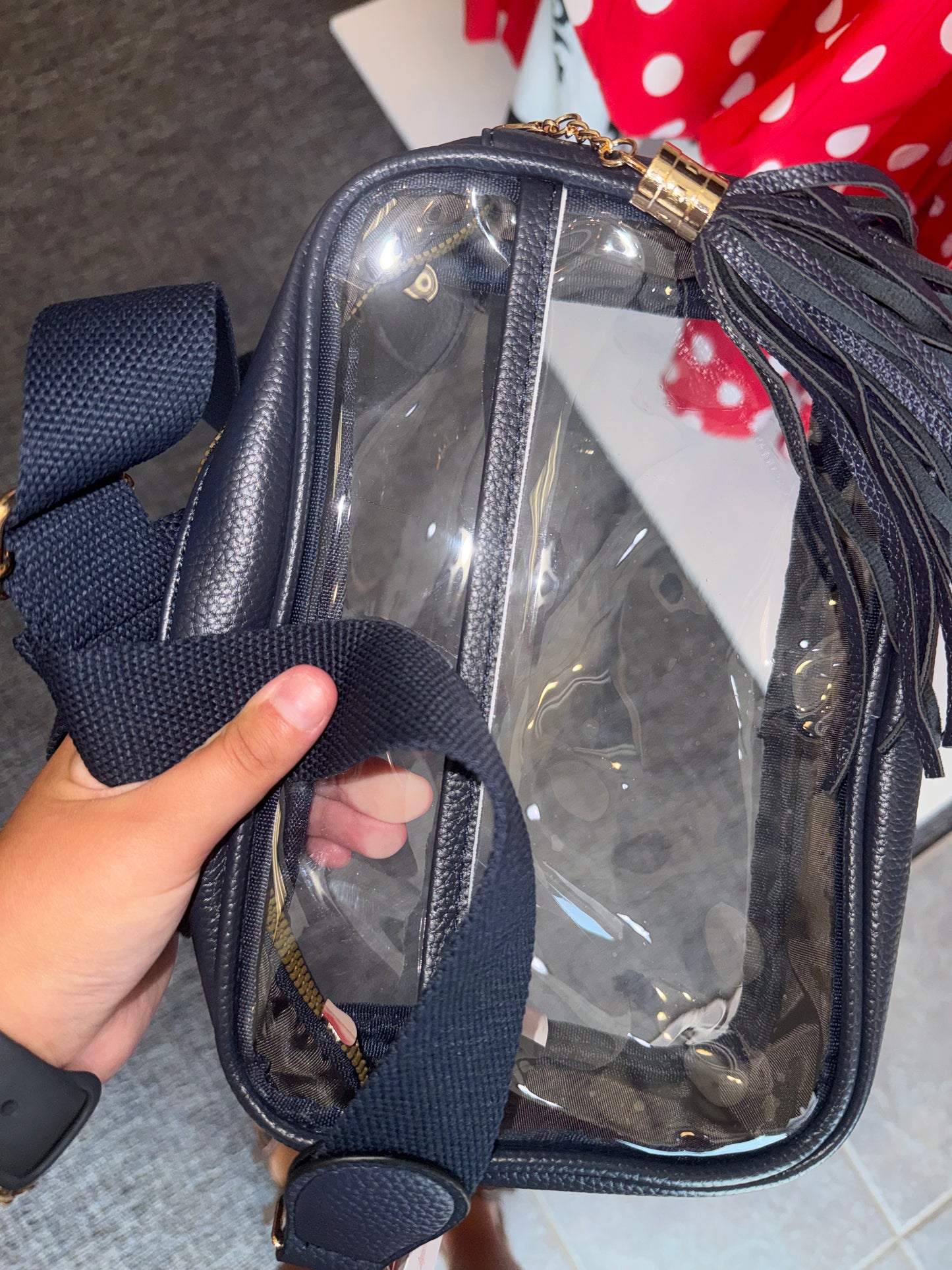 NAVY Clear Bag with tassel