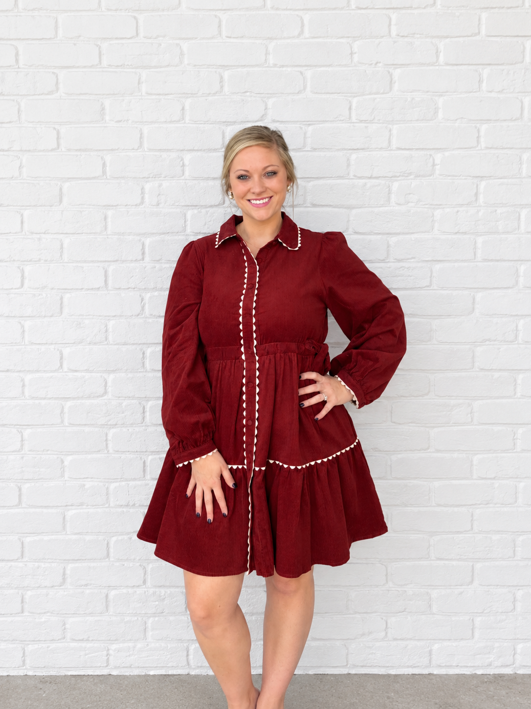 Brick corduroy dress