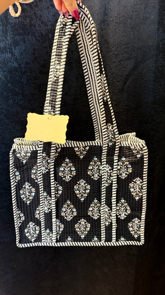 Small midnight blue tote bag