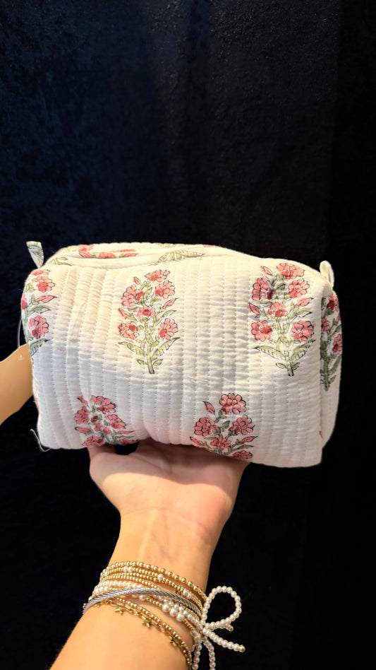 Medium pink posies toiletry bag