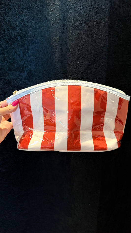 Large Cherry Striped cosmetic bag