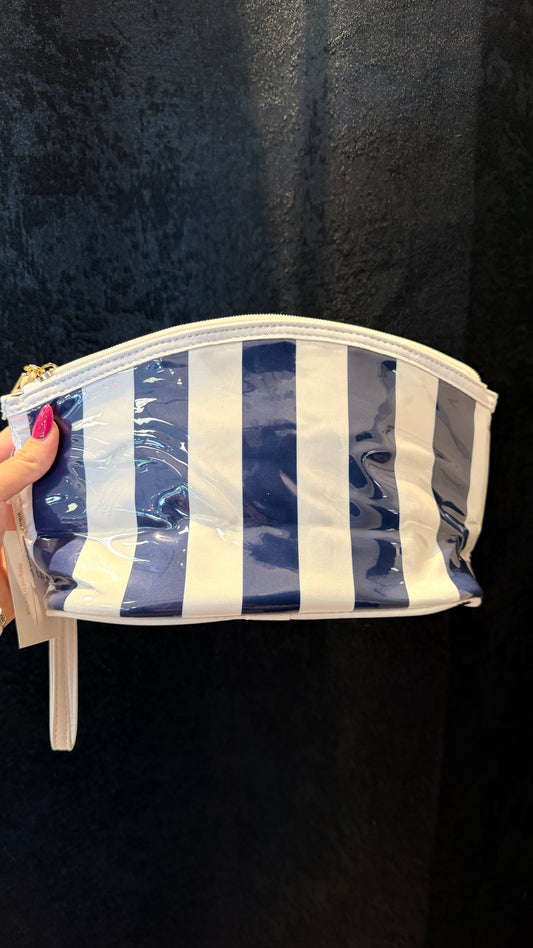 Large coastal striped cosmetic bag