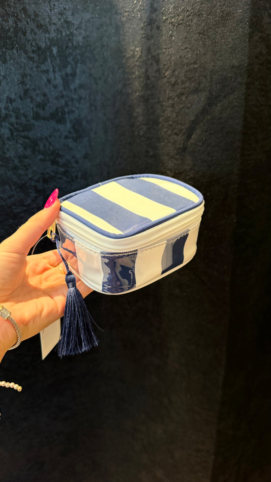 Mini coastal striped cosmetic bag