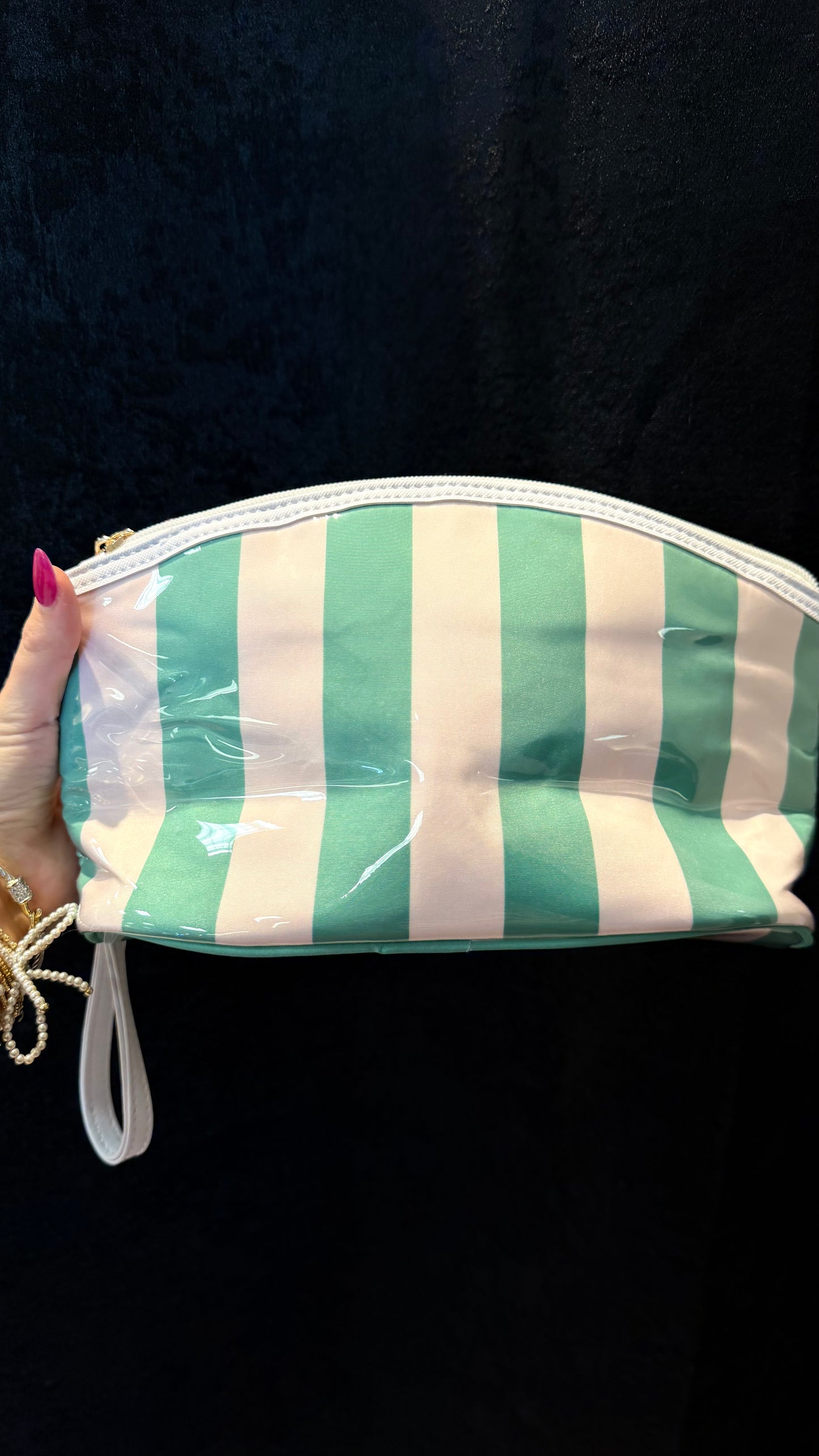 Large mint & blush cosmetic bag