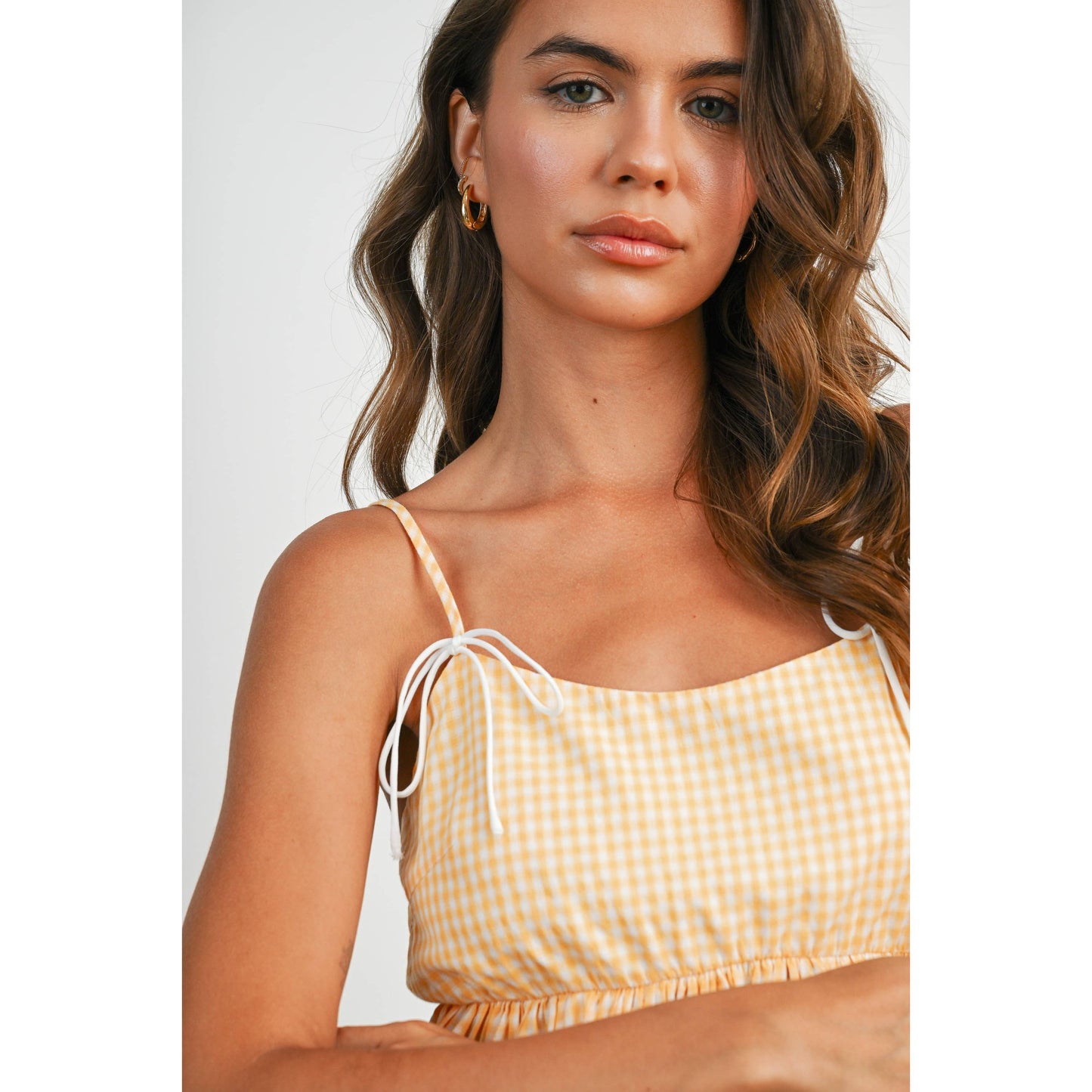 Gingham Tie-Strap Tank RED M