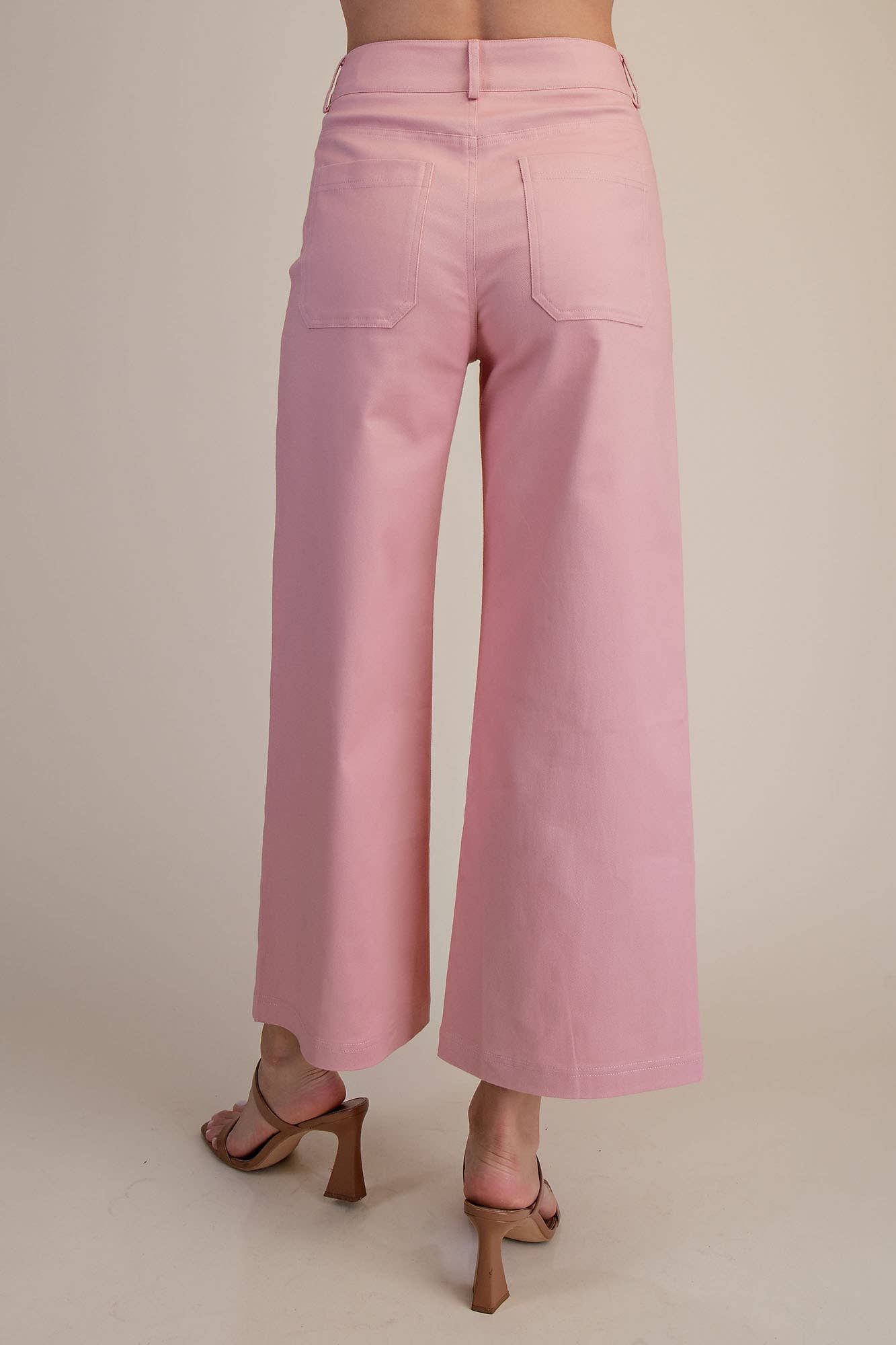 Glam - High Waist Wide Pants: Pink, S