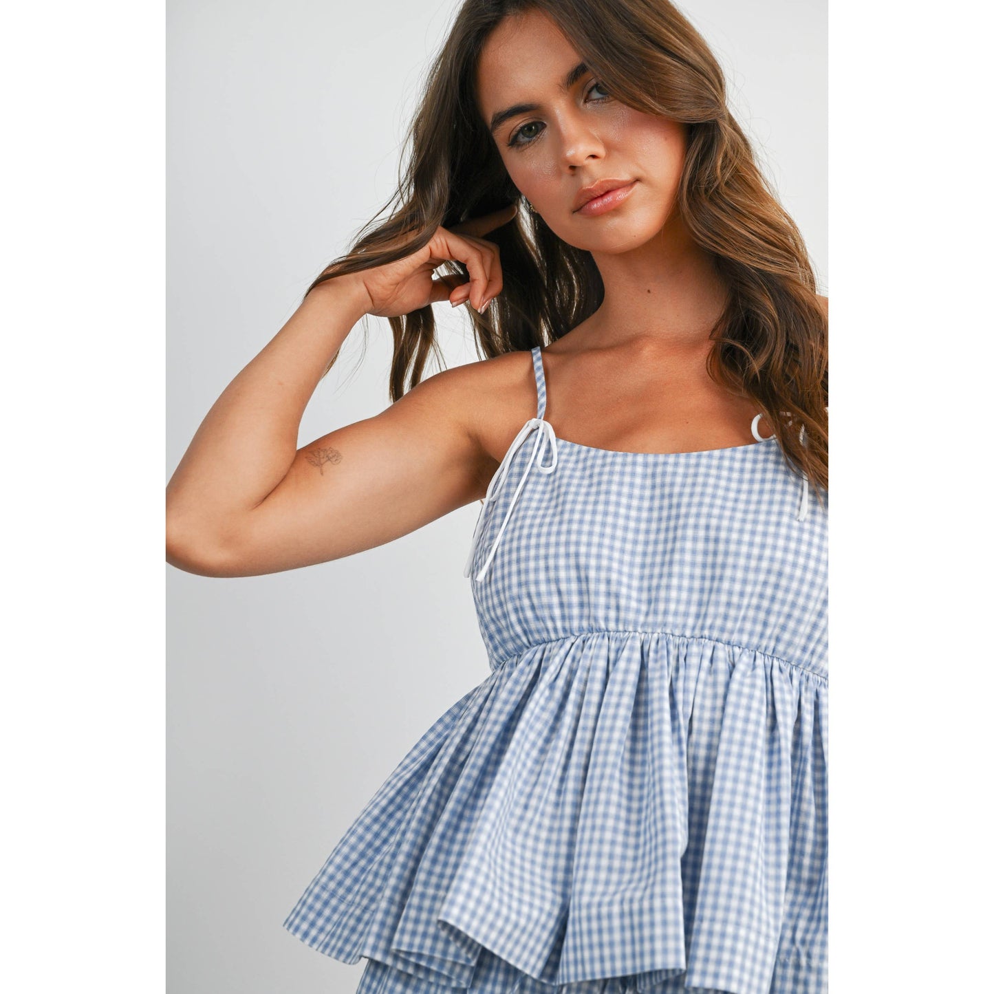 Gingham Tie-Strap Tank  RED S