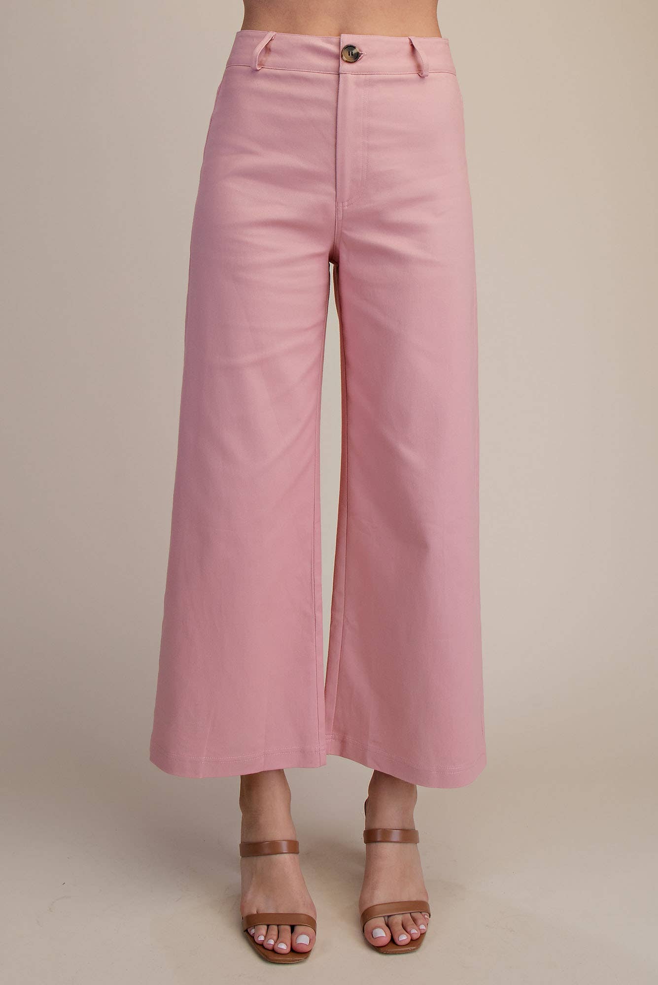 Glam - High Waist Wide Pants: Pink, M