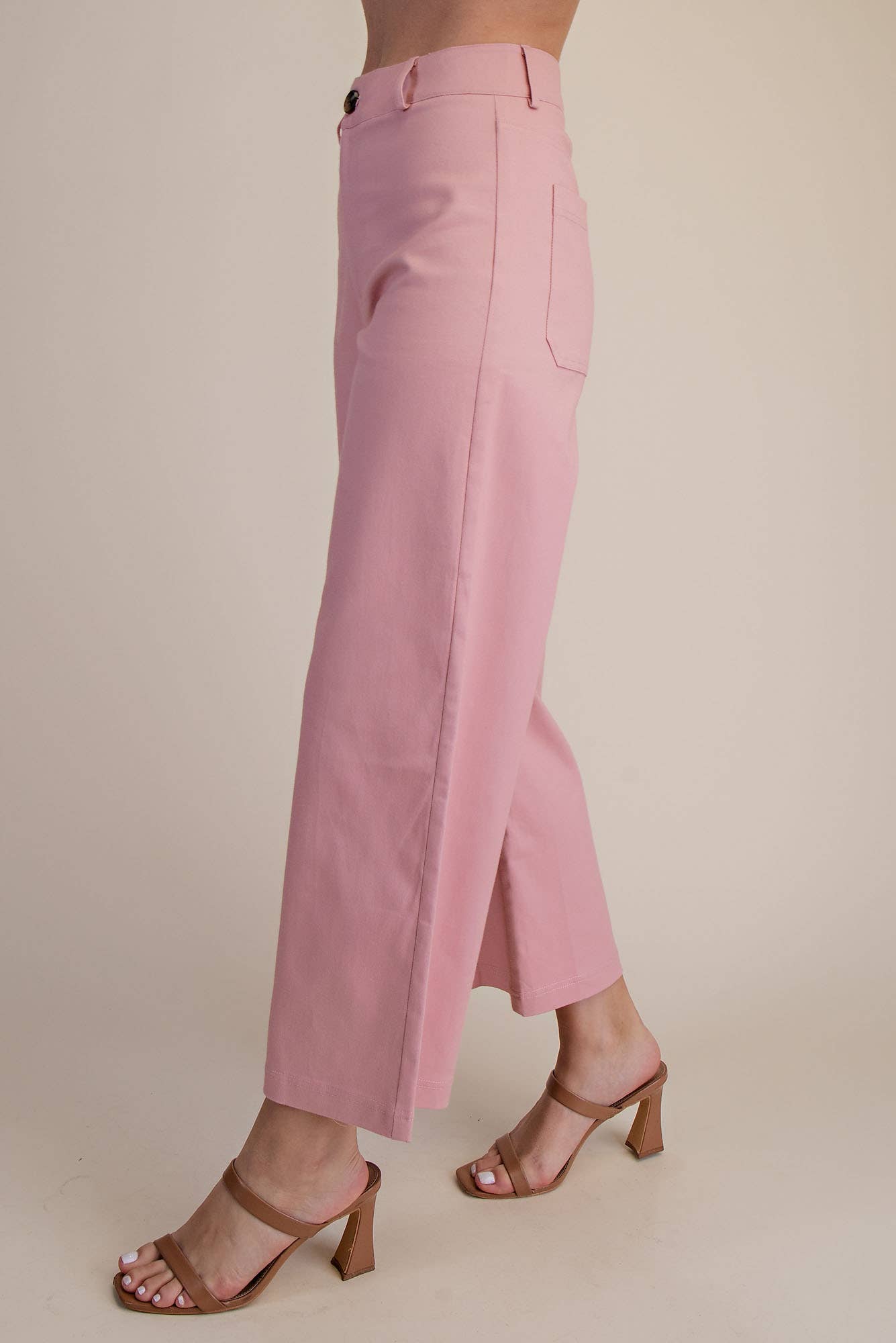 Glam - High Waist Wide Pants: Pink, S