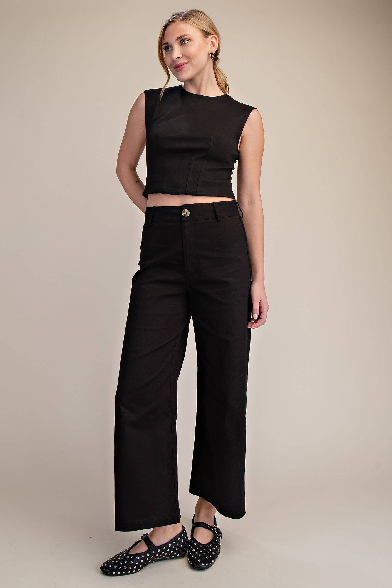 Glam - High Waist Wide Pants: Pink, L