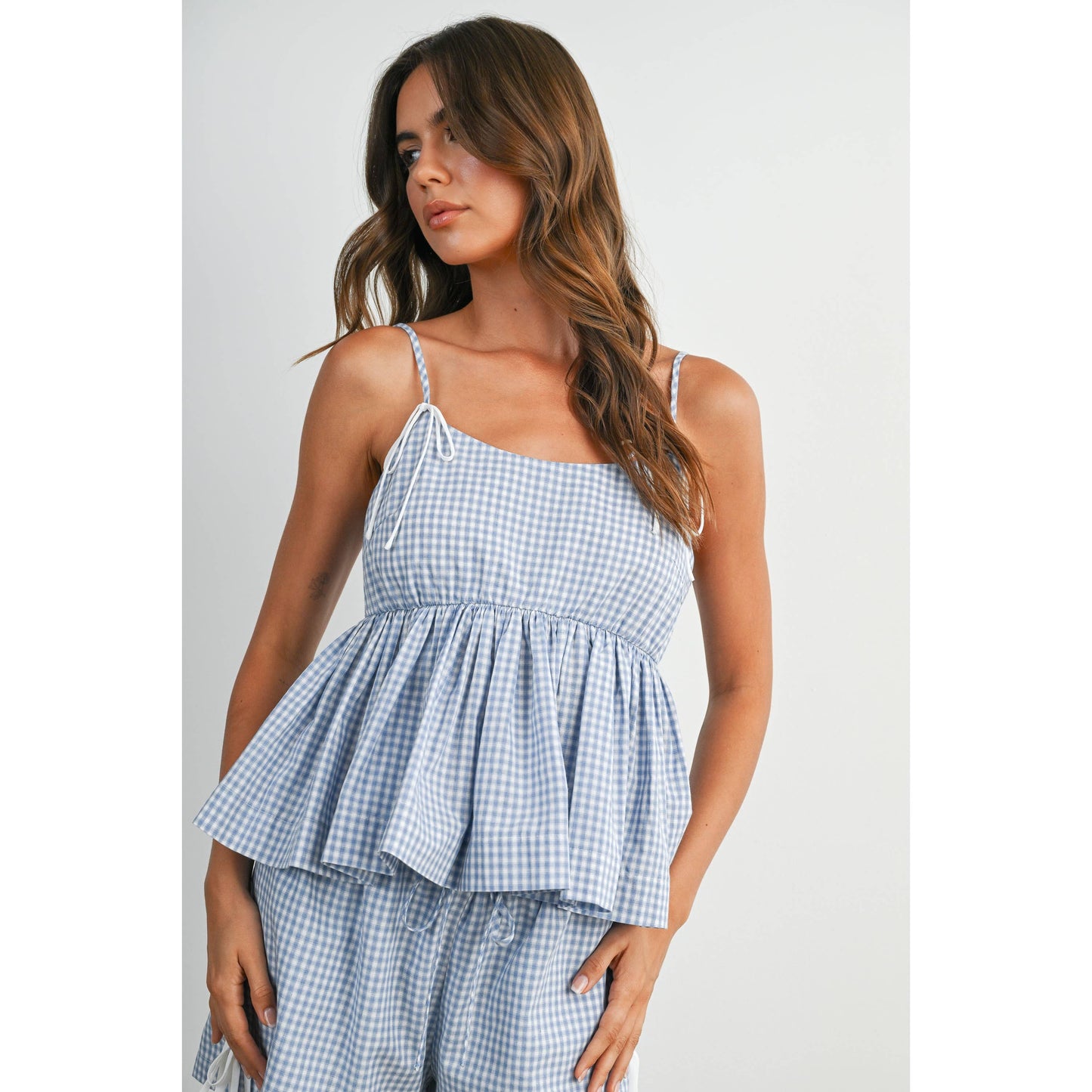 Gingham Tie-Strap Tank  RED  L