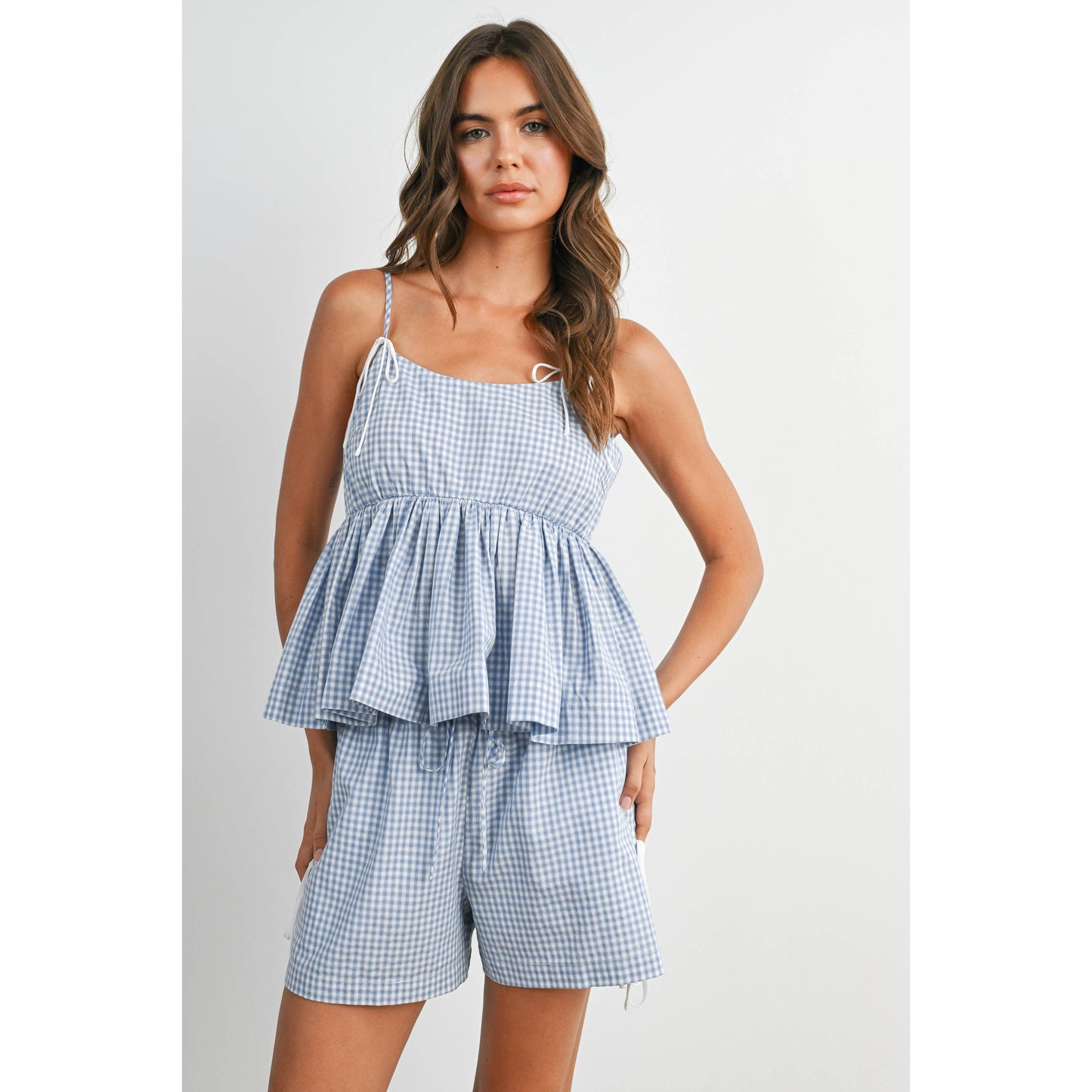 Gingham Tie-Strap Tank  RED S