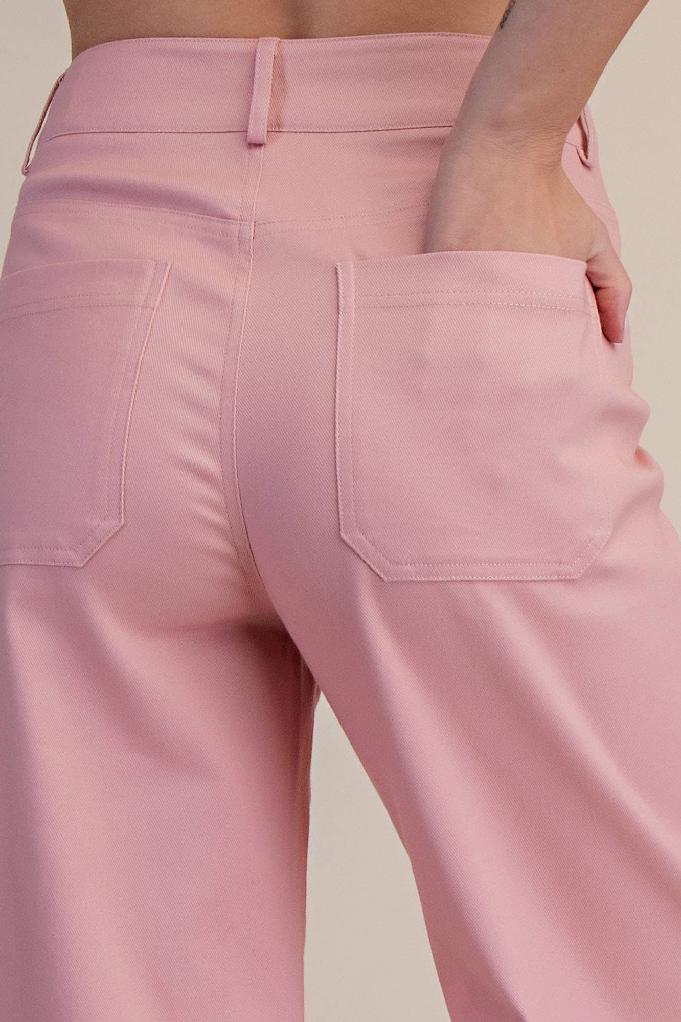 Glam - High Waist Wide Pants: Pink, S