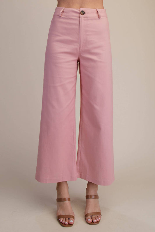 Glam - High Waist Wide Pants: Pink, L