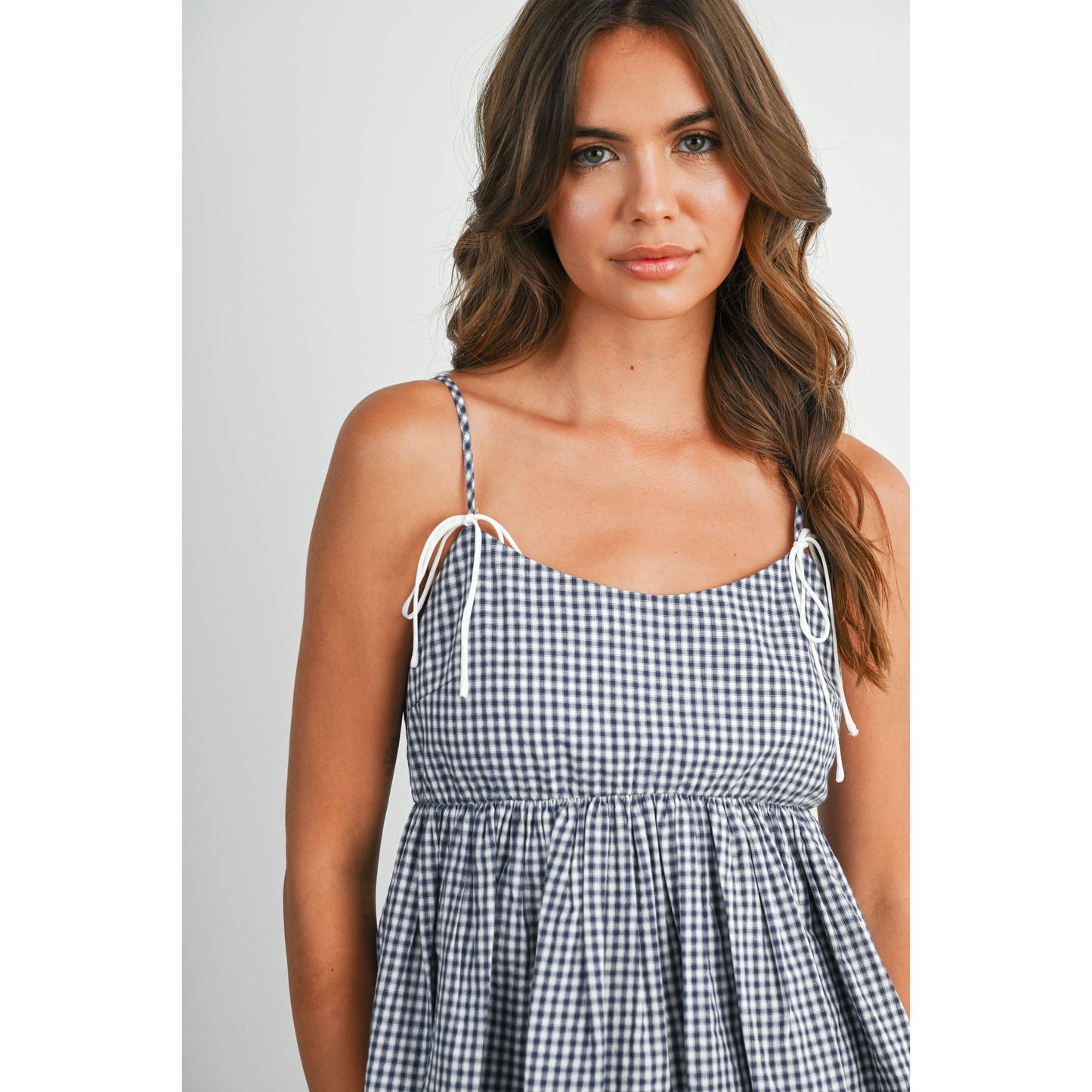 Gingham Tie-Strap Tank RED M