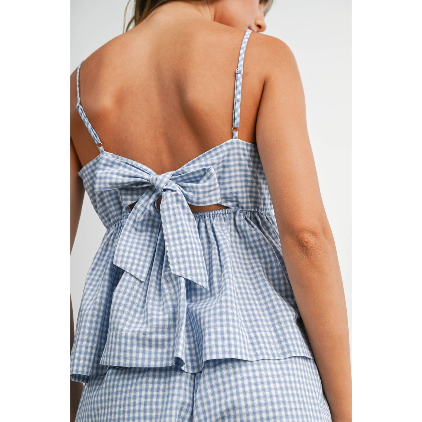 Gingham Tie-Strap Tank  RED  L