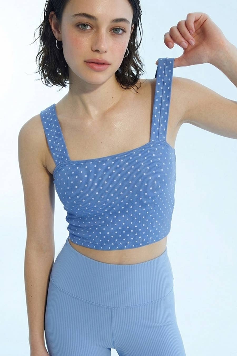 Polka Dot Square Crop Top: 2246 French Roast