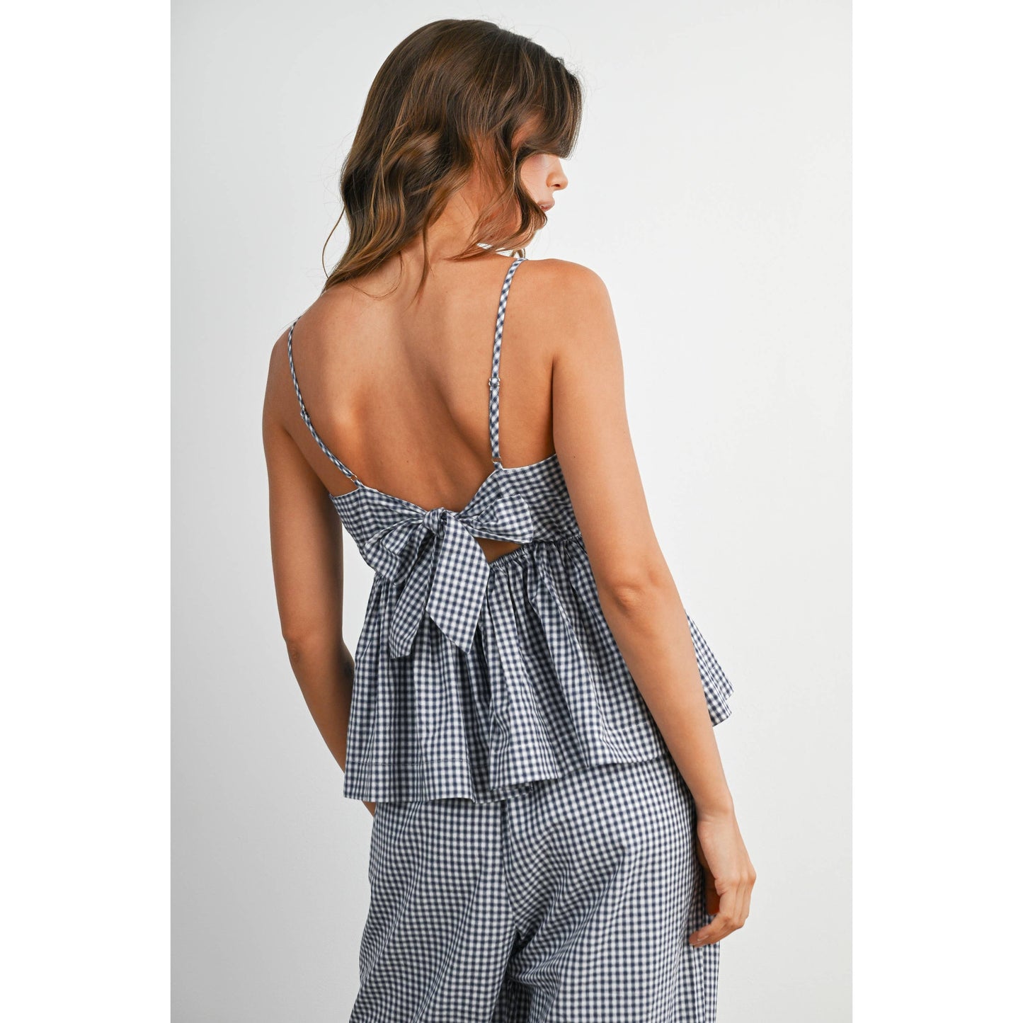 Gingham Tie-Strap Tank RED M
