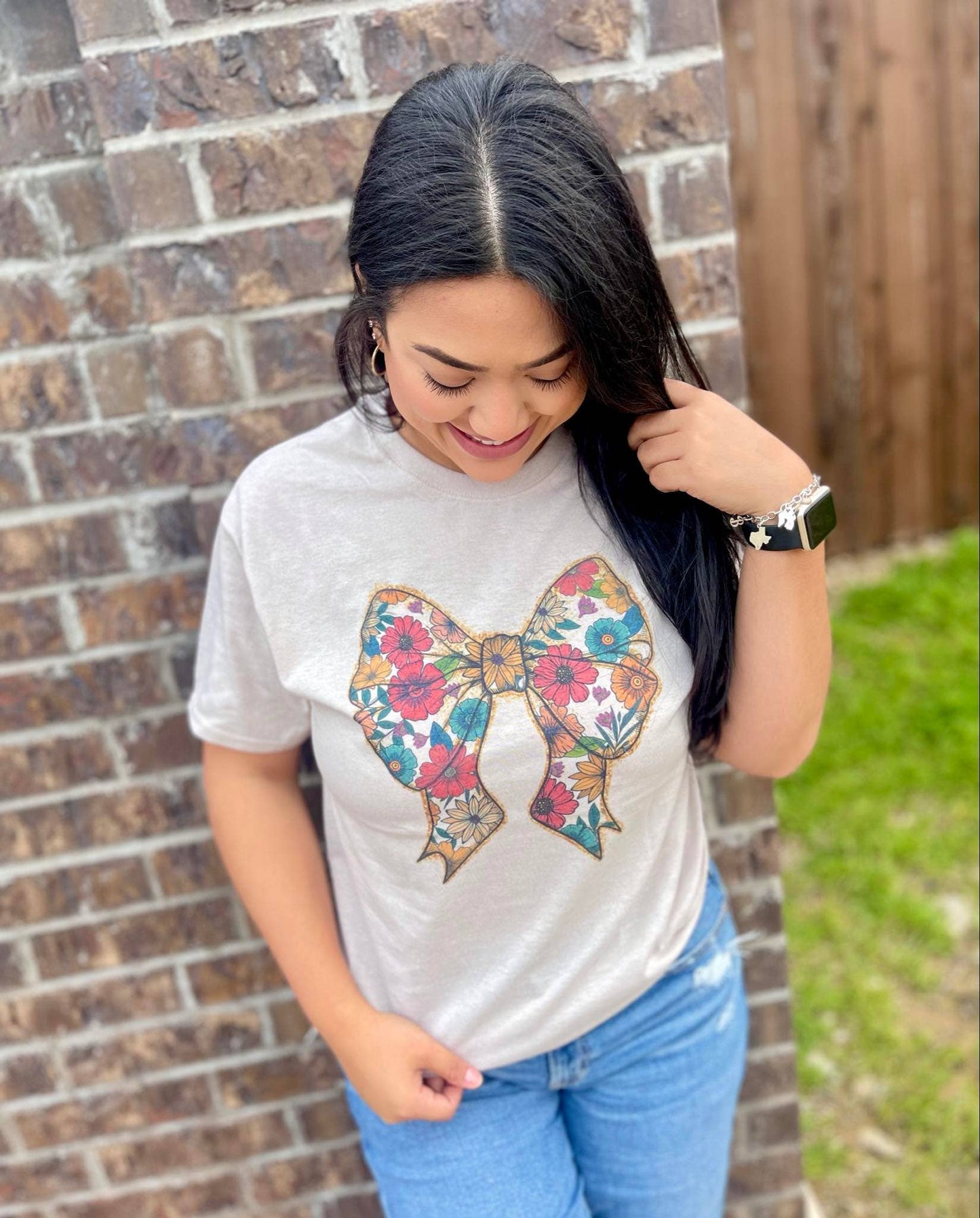 1/2 Penny Wholesale - Floral Bow (T-Shirt): Jerzee Silver, 2X