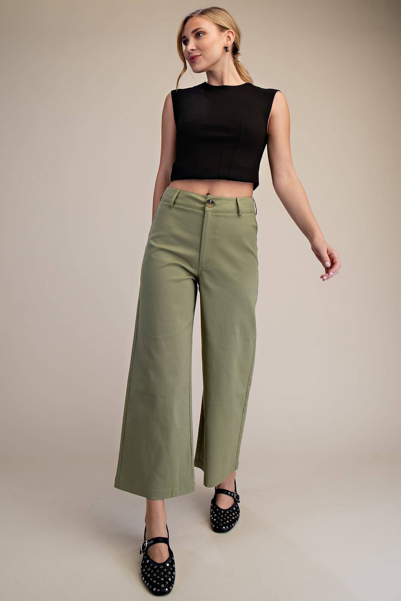 Glam - High Waist Wide Pants: Pink, L