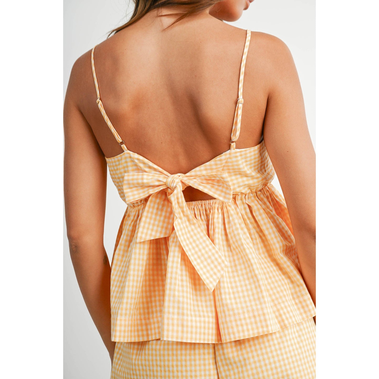 Gingham Tie-Strap Tank  RED S